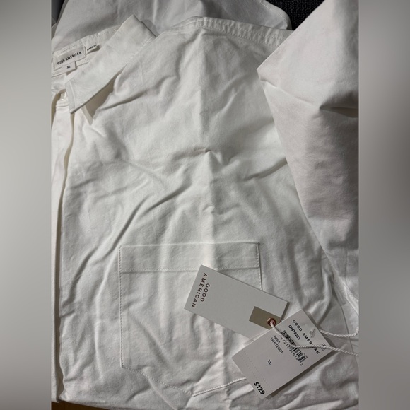 GOOD AMERICAN Cotton Oxford Shirt White 001 Size XL - Picture 10 of 10